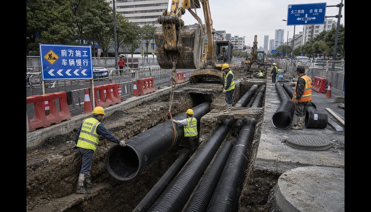 郴州五岭片区地下管网改造避坑指南：雨污供水三系统26.8公里，管材选错一个系统拖垮全段工期