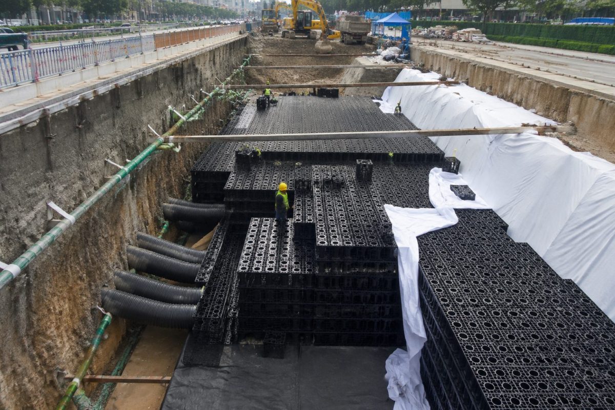 沈阳海绵城市PP雨水调蓄模块与传输管网