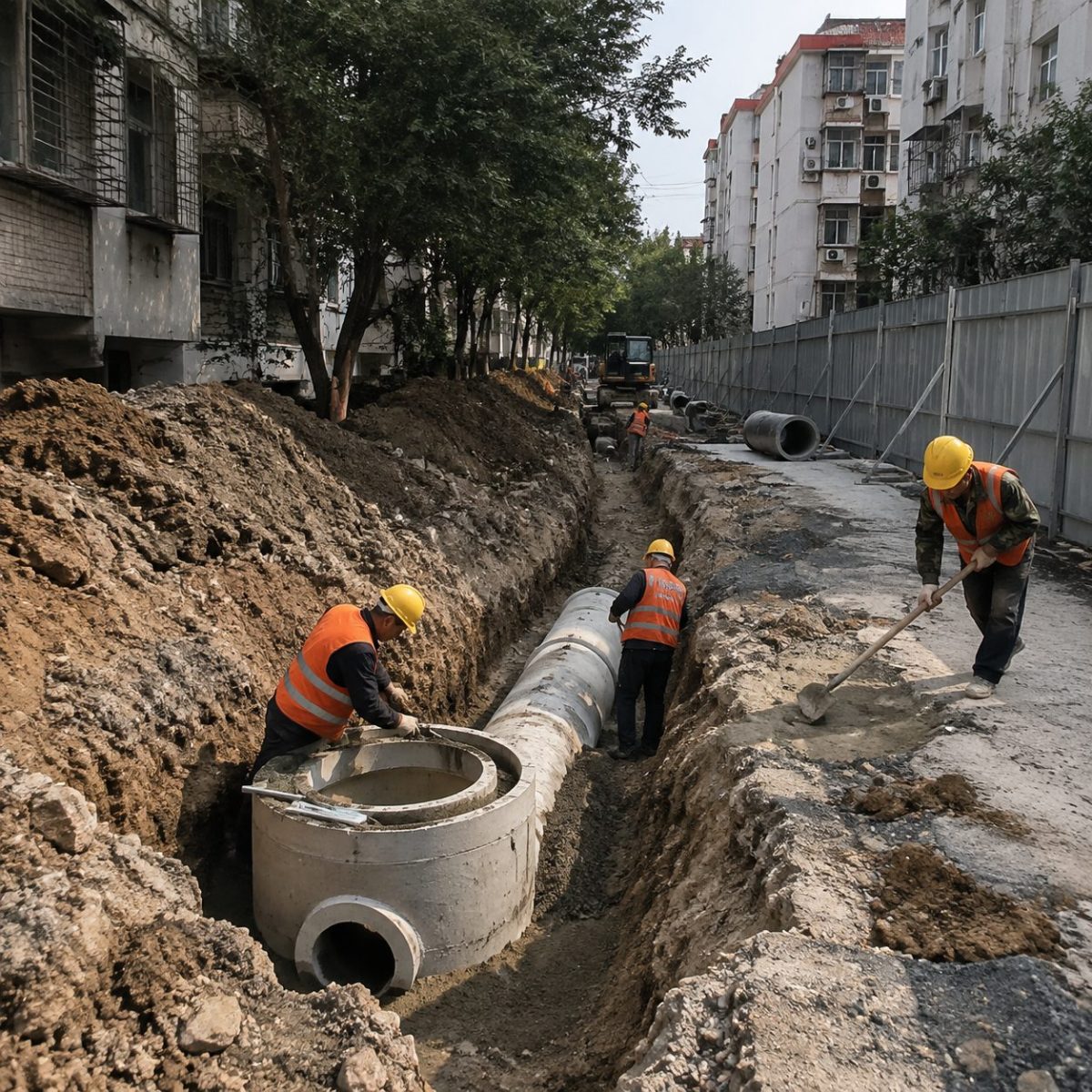 隆回大院里片区7个小区改造：2400米污水管网如何与道路、消防和三线工程同步交付