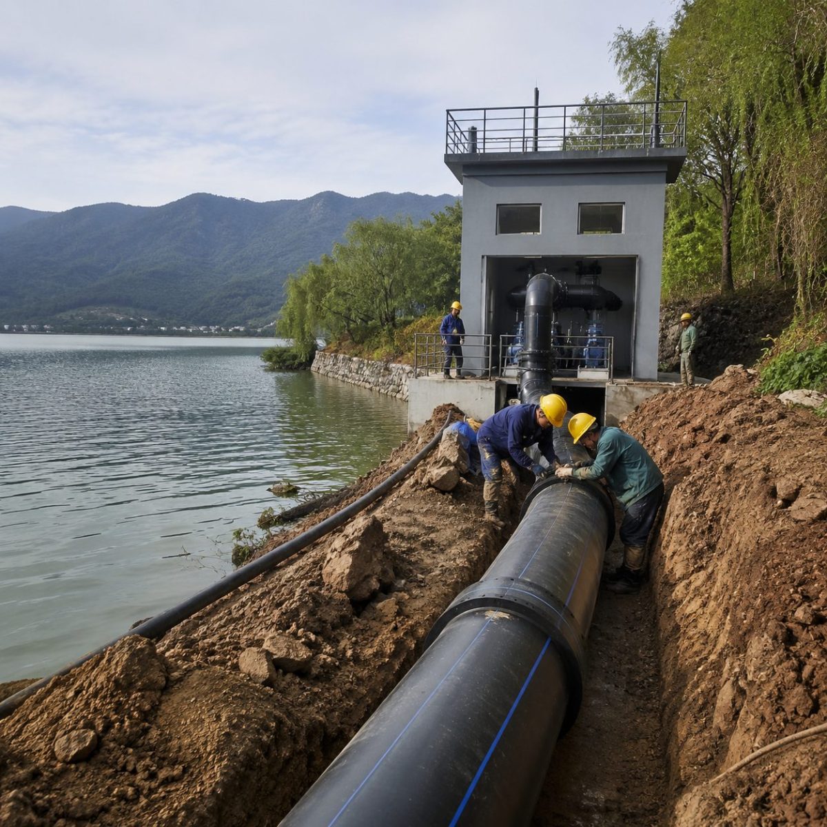 益阳石矶湖控源截污：1350米截污管为什么要用热熔连接而不是承插式