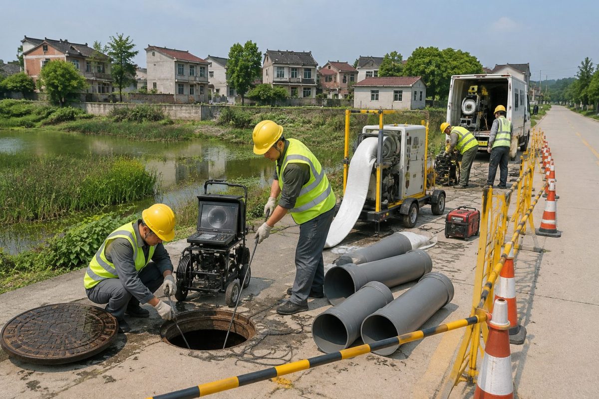 长沙市望城区城北片区污水管网检测与非开挖修复施工场景图