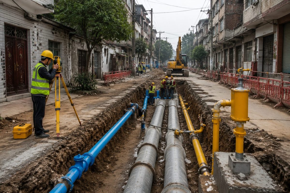 五总社区地下管网建设及改造项目示意图，AI生成，非项目实景