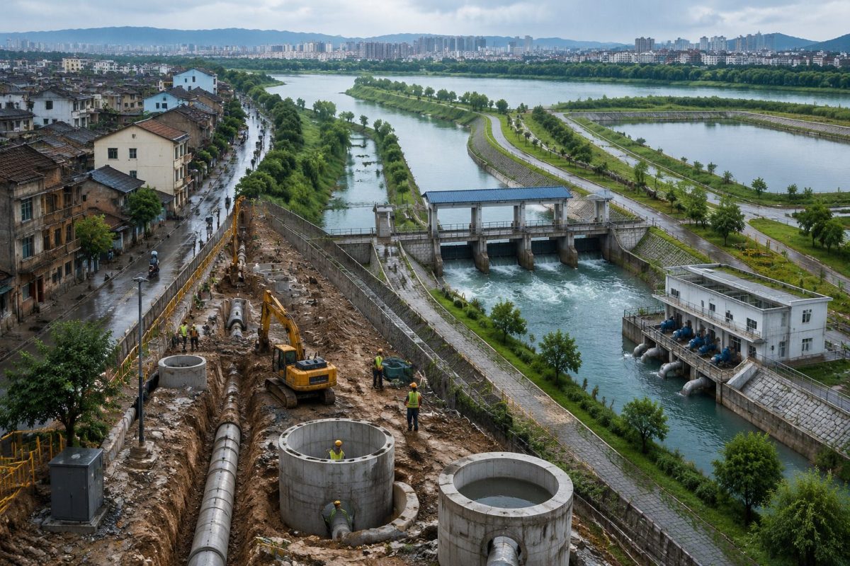 湘乡市欧家港流域、城南片区与东山片区排水防涝设施建设示意图